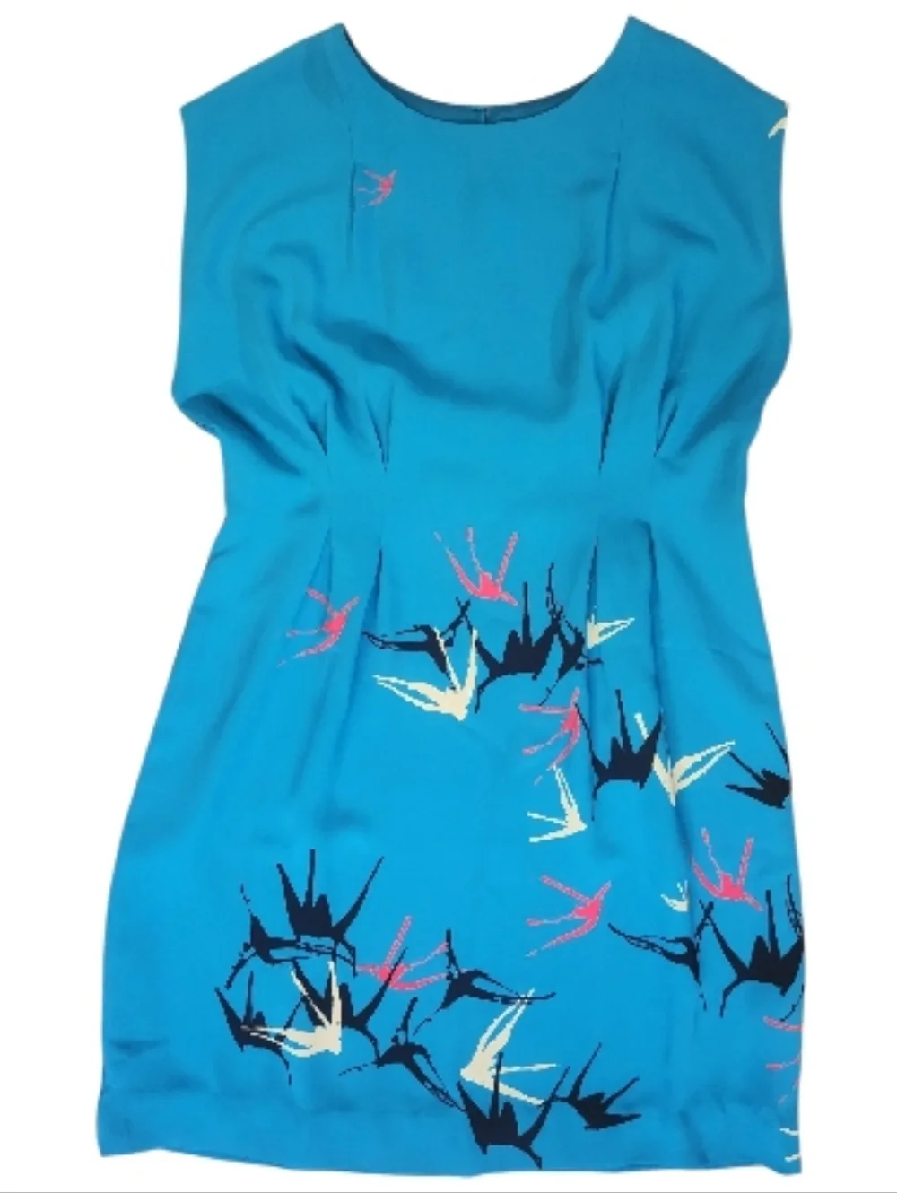 ANTHROPOLOGIE "Shadowbird Shift" Sariah Carson Teal Sleeveless Sheath Dress - 12 - Picture 11 of 15